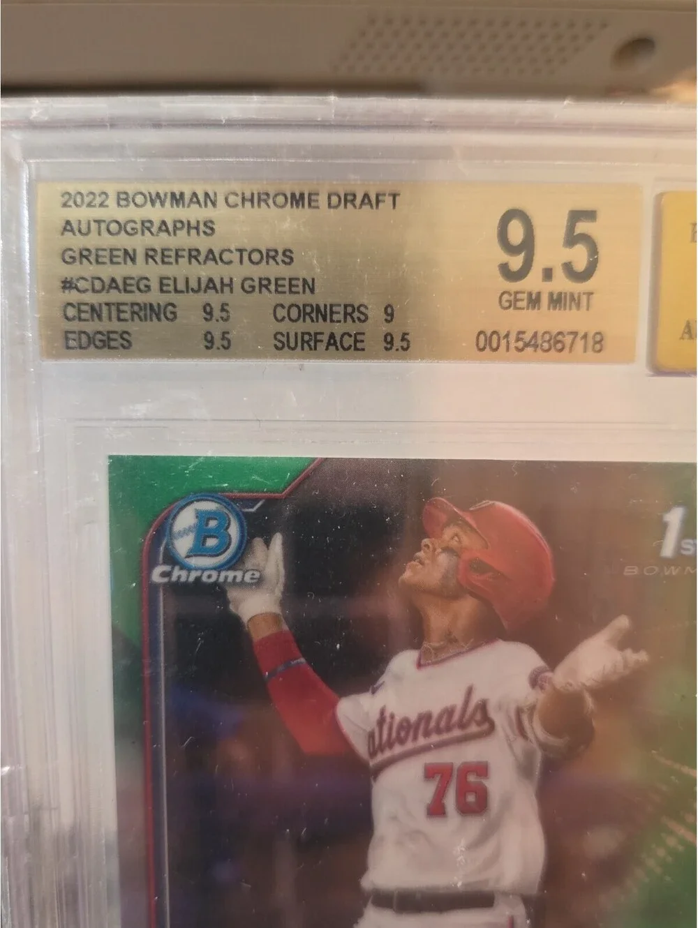 2022 Bowman Draft Chrome Draft Auto Elijah Green #CDA-EG Green Refractor /99
